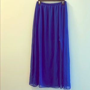 Soprano Maxi Skirt w/slit Royal Blue Sheer